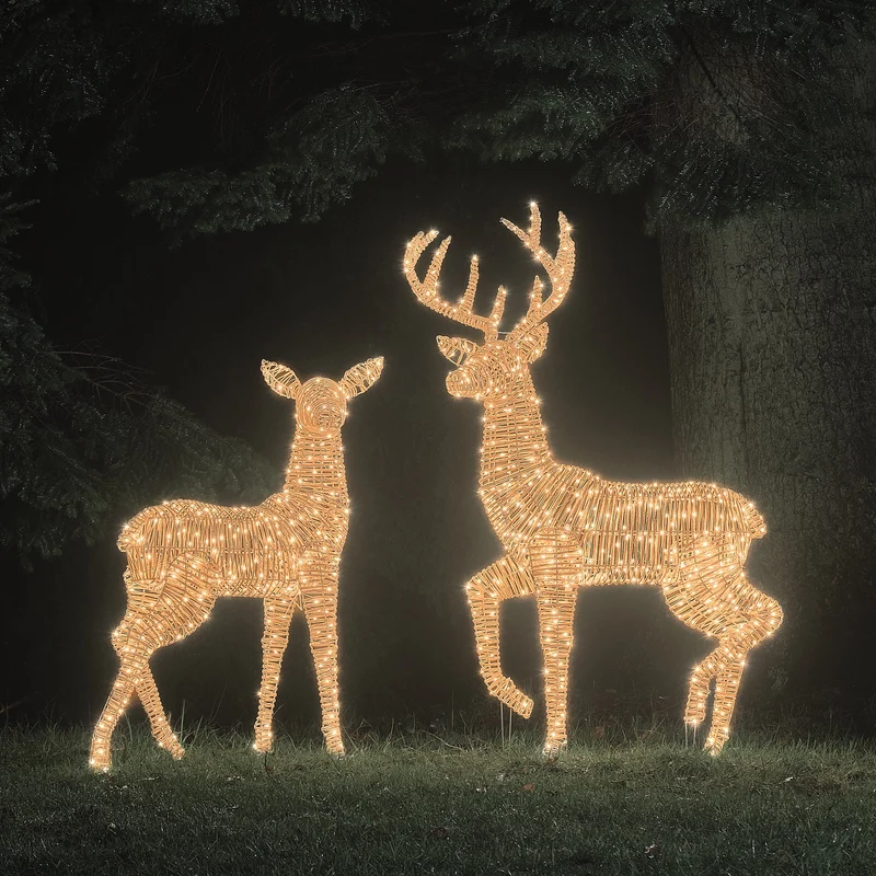 2er Set Bicolor LED-Rentiere Hirsch & Hirschkuh XL Leyburn